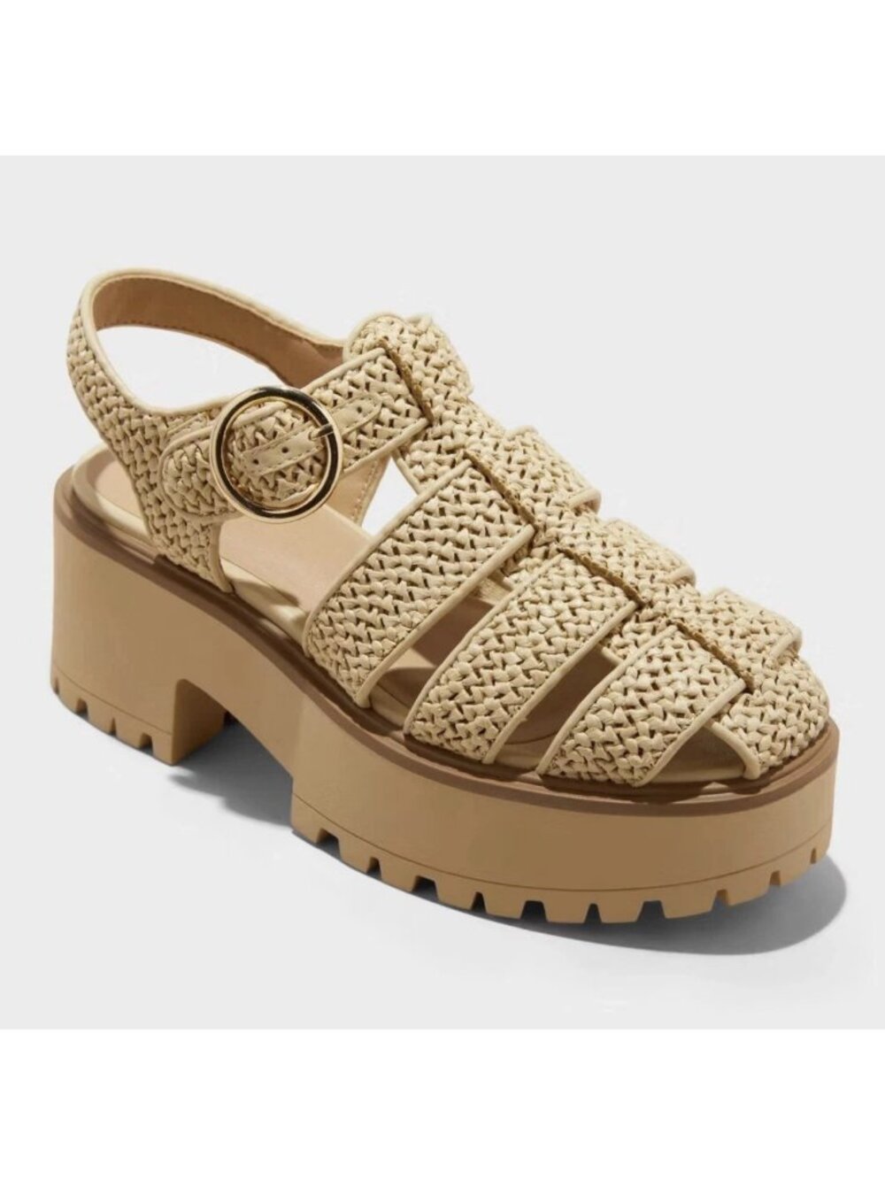 Wild Fable Women's Elide Raffia Fisherman Platform Heels with Memory Foam 9